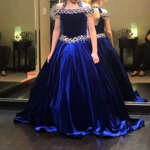 Blue Velvet Girls’ Pageant Dress